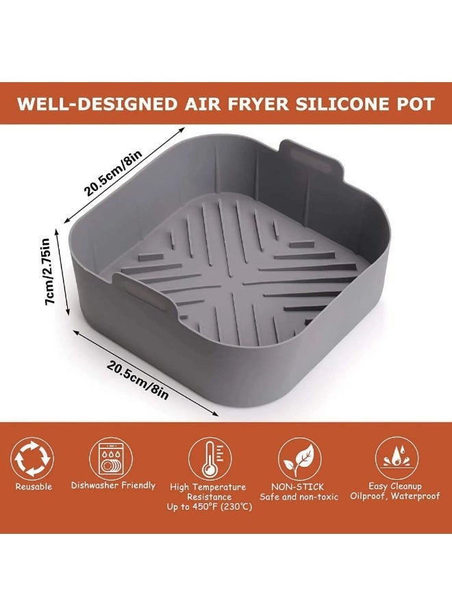 Square Air Fryer Liner, Thick Silicone Air Fryer Accessories Reusable Air Fryer Silicone Pot (Grey) - Image 2